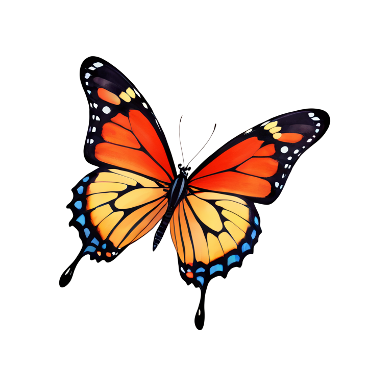 Orange Butterfly with Blue Wing Edges