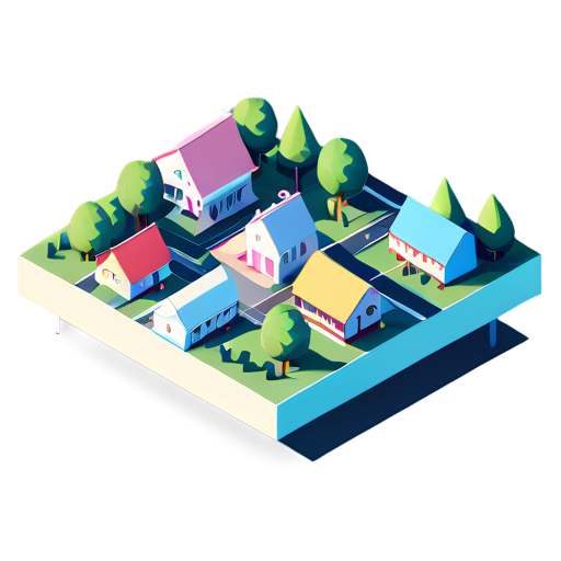 isometric view of a small city