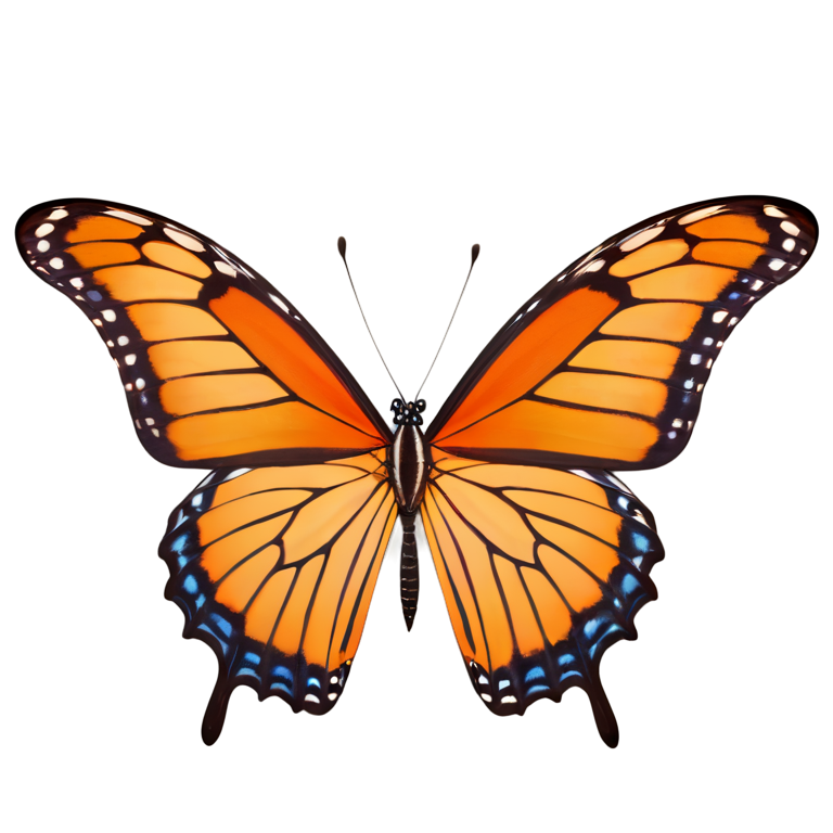 Orange and Yellow Butterfly with Spread Wings