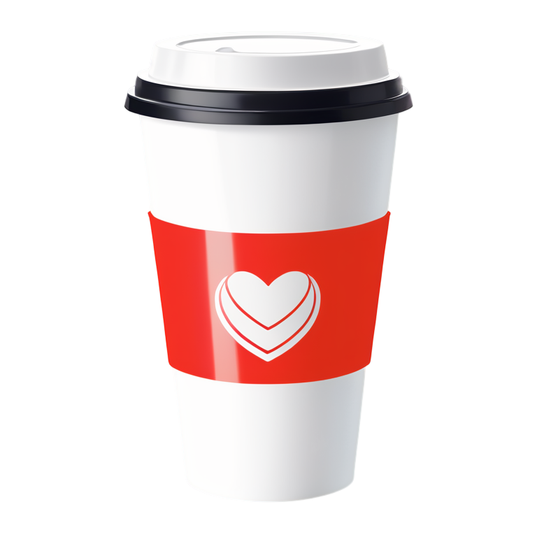 Takeaway Coffee Cup with a Heart Sleeve