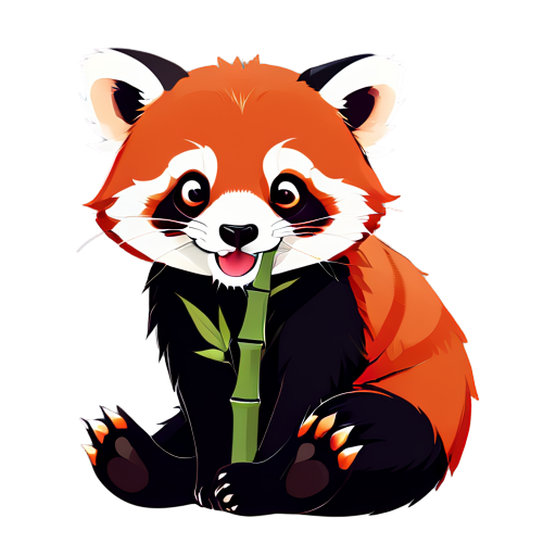 Cute Red Panda with Bamboo