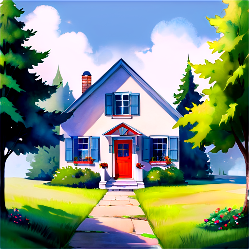 A house with trees surrounded